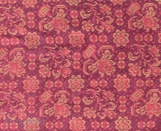 19th Century textile,Limar sarong from Palembang, Indonesia. Size: if the saroong opened will be 200cm x 105cm. Condition: the tumpal (gold thread area) has some damage and has been repaired. the ikat  ...