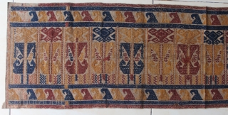 Small Palepai ceremonial cloth for ceremonial occasion from Lampung south Sumatra Indonesia, Paminggir people handspun cotton natural dyes supplementary weft weave, rare  with figure motif, good condition except two small old  ...