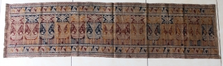 Small Palepai ceremonial cloth for ceremonial occasion from Lampung south Sumatra Indonesia, Paminggir people handspun cotton natural dyes supplementary weft weave, rare  with figure motif, good condition except two small old  ...