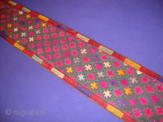 Hand stitched silk on cotton from Swat Valley. 120 x 19 cm                     