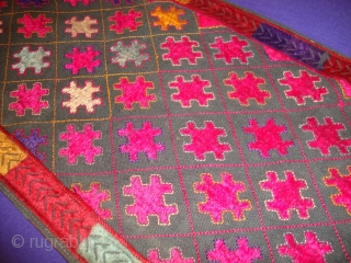 Hand stitched silk on cotton from Swat Valley. 120 x 19 cm                     