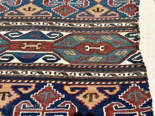 Qarabagh sumak mafrash panel
47cm x 104cm
very good condition 
a few old repairs 
see Wertime's SUMAK BAGS. Plate 105 (pg174)
tribalwool@gmail.com              