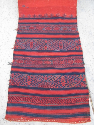 19th Century West Anatolian Yüncü Çuval bag utilitarian kilim... a rare and interesting piece. All natural organic dyes. Good condition considering its age. A few small holes / wear (no repairs). Contact  ...