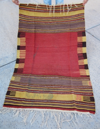 Mid-late 19th C. Southwest Anatolian Fethiye (or Muğla), Turkish utilitarian kilim. All natural vegetable and root colors. Contact me for details and information.          