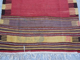 Mid-late 19th C. Southwest Anatolian Fethiye (or Muğla), Turkish utilitarian kilim. All natural vegetable and root colors. Contact me for details and information.          