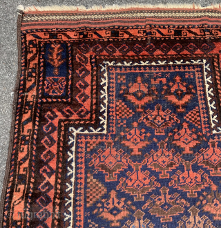 c.1900 BELOUCH Prayer Rug…..approx 3.3 x 4.2….nice old blues….checks drawn on U.S. banks preferred..
Thanks to RR for providing this site….
Ed Briggs……Questions??? please call 207 967 3357       