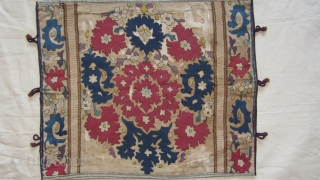 Antique 18C Algerian silk fragment shawl embroidered  cushion cover size 51cmx42cm.                     