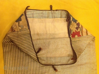 Antique 18C Algerian silk fragment shawl embroidered  cushion cover size 51cmx42cm.                     