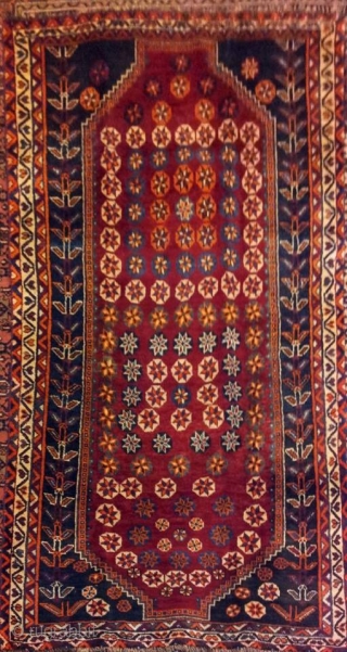 Gabbeh, iran cm 228x122. mint condition. Age 1950 ca. Wool on Wool. Graphical design. 
                  