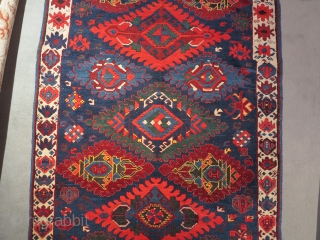Stunning Caucasian Kuba. Full pile just slghtly corrosion on Black/brown. Some synthetic colors. Really in perfect condition. Size cm 160x120. 1890-1920 ca.           