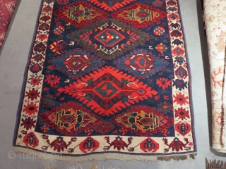 Stunning Caucasian Kuba. Full pile just slghtly corrosion on Black/brown. Some synthetic colors. Really in perfect condition. Size cm 160x120. 1890-1920 ca.           