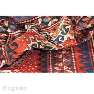 Antique Kazak with beautiful colors. Soft, clean and in very good condition. 232 x 154 (7.7" x 5")               