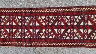 Turkmen Yomud tentband long fragmnet cm 265x36. symmetric knot.  1880/1890. good colors. for other details please ask.               