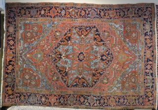Heriz, dated 1349 egira/ 1930 ad. size cm 330x230. In general very good condition, low pile field. for more pics with natural light please ask and wait for the sun! I bought  ...