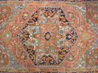 Heriz, dated 1349 egira/ 1930 ad. size cm 330x230. In general very good condition, low pile field. for more pics with natural light please ask and wait for the sun! I bought  ...