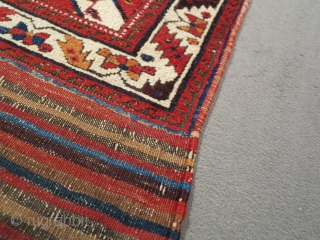 Afshari cm 190x130 ca. Original Kilim, great design, some worn areas and oxhided brown.Professionally cleaned.                  