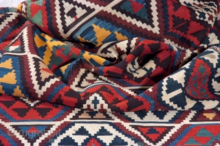 Amazing Antique Shirvan Kilim. Wonderful graphic design. cm 320x177/ 10,6"x5,9". need some little repair. Great piece. Top colors. for other images please ask          