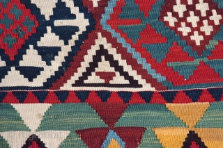 Amazing Antique Shirvan Kilim. Wonderful graphic design. cm 320x177/ 10,6"x5,9". need some little repair. Great piece. Top colors. for other images please ask          