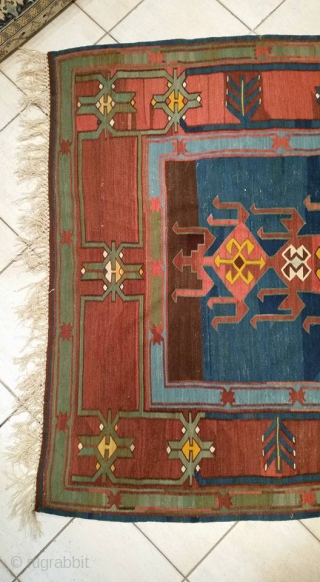 Avar Daghestan Kilim early XX century. size is cm 290x143 / 9,6"x4,8"
Chemical yellow but also nice other colors. Good condition and good collectible piece. affordable!
        