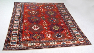 Kazak cm 210x152. Lovely colors and design. Some worn areas but in good condition.Some old repairs. for other close up images please ask          