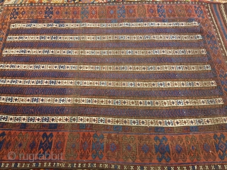 Unusual striped Baluch. Worn areas. very interesting piece.cm 170x100ca                        