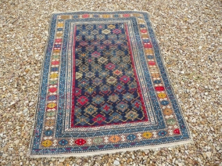 Caucasian Kuba/Derband small rug size: 4'.11" x 3'.10". In spite of the bright dyes used, the colour combination is very successful and rather cheerful. Condition is good.      