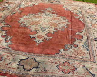 Sultanabad Ziegler, great looking carpet and good size: 14'.4" x 12'.8". Condition, there are a couple of areas of wear and bit of tidying needed, otherwise good original antique piece.   