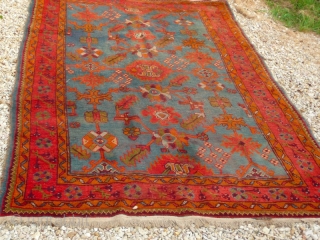 

Pair of attractive old Ushak small carpets. Condition, one carpet has had slightly more use, is a little more faded and has loses to the ends, but both are generally good. Size:  ...