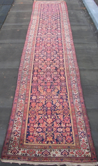 Kurdish runner,wool on cotton  old ,ca.545 cm. x 108 cm. Heavy and massive.     Condition,b good pile, as on pics. Orange and yellow are o.k. So are the  ...