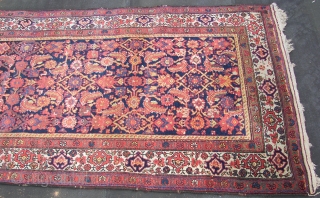 Kurdish runner,wool on cotton  old ,ca.545 cm. x 108 cm. Heavy and massive.     Condition,b good pile, as on pics. Orange and yellow are o.k. So are the  ...