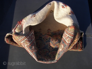 South Persian Tribal, ( Sirjan, Afshar/Bachtiar )Single Khorjin/Bag 65 x 55 cm.  Around 1900, wool/cotton. Good overall condition. Nat col. Needs a bath. Listening ; "Missy Elliott - The Rain [Supa  ...