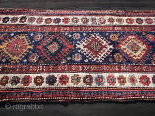 Borchali, 19th.C.  With exuberant colors, all natural. Condition B\C .Wool on wool .And a raw White. Ca. 310 x 110 cm. Some old repairs in the field.,cleaned and washed. A main  ...