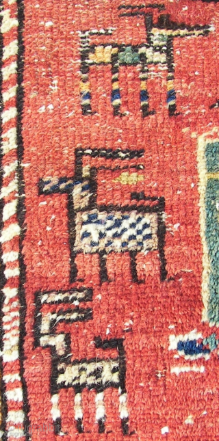 Rare Persian " Heriz " Bag Panel .Probably from the the village of Afshar in Meyaneh County, East Azerbaijan Province, Iran . No restorations. 110 cm. x 51 cm. Wool on wool  ...