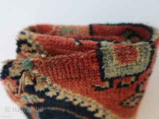 Kurdish, Beluch ? Afghan ? ,Bidjar ? Heriz ? Origin Unknown. Bag One large redwood brick colored rhombic, divided ( in two triangles ) at the bottom of the bag, two ...