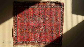 Origin Unknown. bagface, wool on wool, ca; 66 x 57 cm. Afghan ? Beluch ? Turkman, ?etc.
Listening : Imagination " Just an Illusion." 40,oo euro ex transportcosts.