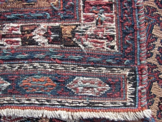. Afshar sumak horse cover fragment. Wool on wool.  Ca. 137 x 108 cm. Good overall condition. Ends secured . First half 20th.C. Boteh bewilderment with folks and some birds .  ...