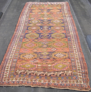 A  Kurdish  village ( not county ) , all woolen  and  all natural coloured , with long necked  beasts  infested rug.( ca 310 x 135 cm.  ...