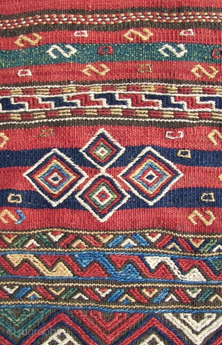 Kordi, an all natural coloured ,all woolen Kurdish Sumack from Quchan / Gudjan ,measuring a healty ,  215 cm x 370 cm. Cleaned,and washed, 1st.half 20.Ct. In very good overall condition.See  ...