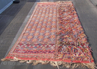Kordi, an all natural coloured ,all woolen Kurdish Sumack from Quchan / Gudjan ,measuring a healty ,  215 cm x 370 cm. Cleaned,and washed, 1st.half 20.Ct. In very good overall condition.See  ...