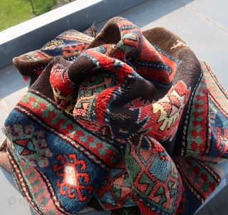 Full, thick piled, all woolen  Caucasian, ca; 245 cm x 140 cm. 
cleaned. In  good overall condition.              