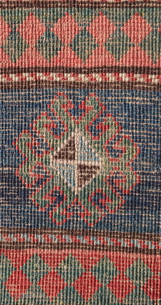 Full, thick piled, all woolen  Caucasian, ca; 245 cm x 140 cm. 
cleaned. In  good overall condition.              