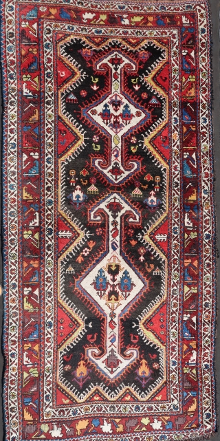 Chahar Mahal Province, Saman town rug ca; first half 20th. Cent.  ,wool on wool, ca; 260 cm x 140 cm .Good colors, some rough resto s  in one guardborder (  ...