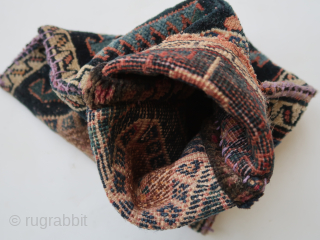 Bag / fragmented  ca : 28 cm x 38 cm .   crafted    from a  guardborder    Afshar ?      