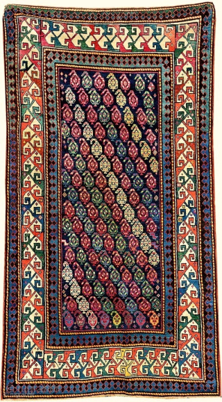 An Armenian Gendje ( Origin : German auction house.) ( also ; Ganja,Genje,Ghyandzha,Elisavetpol.) Kazak, in good allover condition. Antique. Ca. 240 x 135 cm. Long haired. ( And a great Purple.) Eagle ...