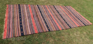 Kurdish ( Anatol.) Kelim, Large, wool on wool ,braided end, cleaned. Natural colored, some corrosion in the black ,good overall condition. ( b.c.) thick. 
Ca; 167 cm x 345 cm .   ...