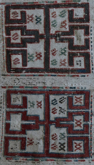 Caucasian Zili, Verne, Verneh, . Fragment ( holes ) Wool on cotton, ca; 165 x 110 cm. Origin ; bought on RR. Price 195,oo Euro s ex transportcosts. ...