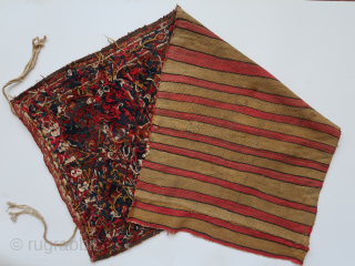 Bagface with kilim . ( fragmented.) ca; 57 cm. x 125 cm. Luri ? South persian Tribal ? Afshar ? Kurdish ?   Great colors, nice weavings .    