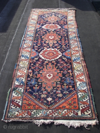 Bachtiar, single weft,all natural colored, wool on cotton. c-condition, ( some wefts visible, see picture.) ca. 320 cm x 115 cm. Old, . Cleaned and washed. Enjoy. !     