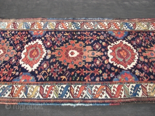 Bachtiar, single weft,all natural colored, wool on cotton. c-condition, ( some wefts visible, see picture.) ca. 320 cm x 115 cm. Old, . Cleaned and washed. Enjoy. !     