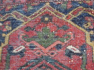 Bachtiar . Old  . ca. 195 cm. x 136 cm.  Wool on cotton.  5 cm. From top and bottom guard border missing.  Backside stitched with cotton band.   ...